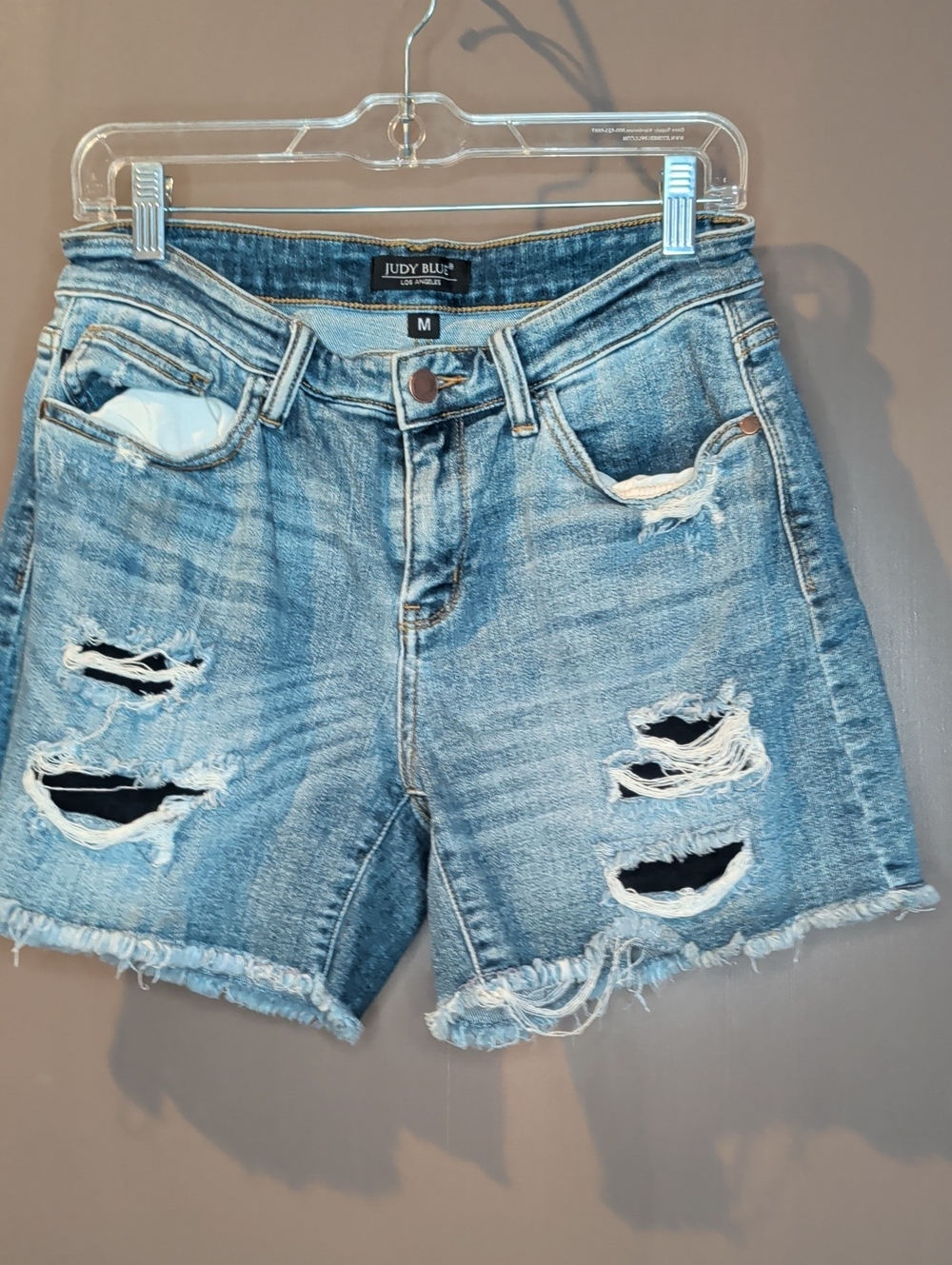 Judy Blue Light Wash Distressed Denim Shorts
